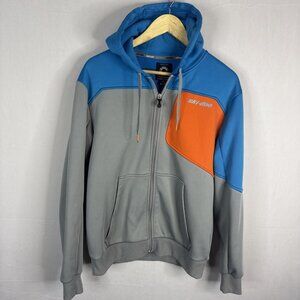 Ski-Doo BRP Full Zip Hoodie Men Small Gray Blue Orange Logo Sweatshirt